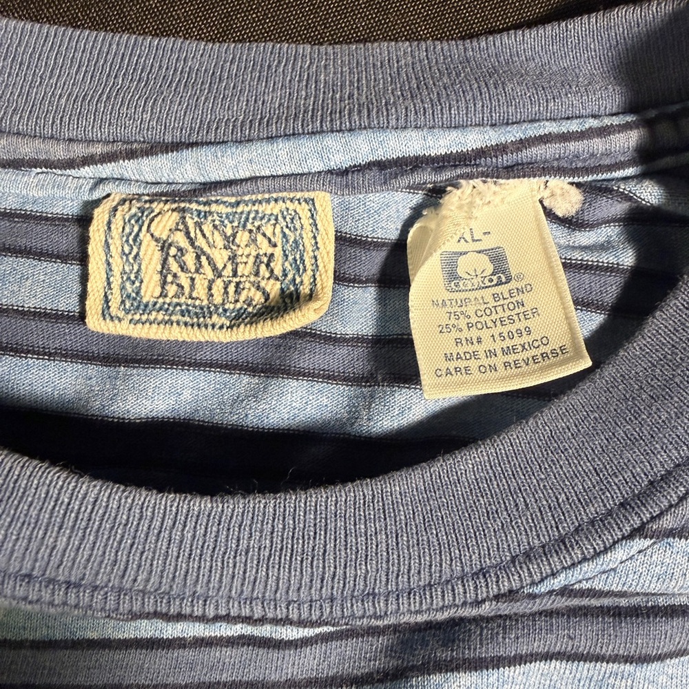 XL Blue Striped Women’s Canyon River Blues T-Shirt - Picture 4 of 9